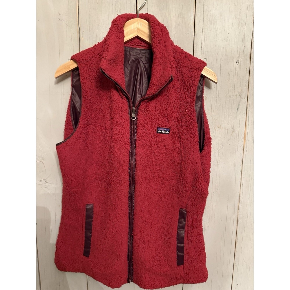 Patagonia‎ Los Gatos Reversible Shaggy Fleece Vest  Crimson/Red Wine Sz-Med